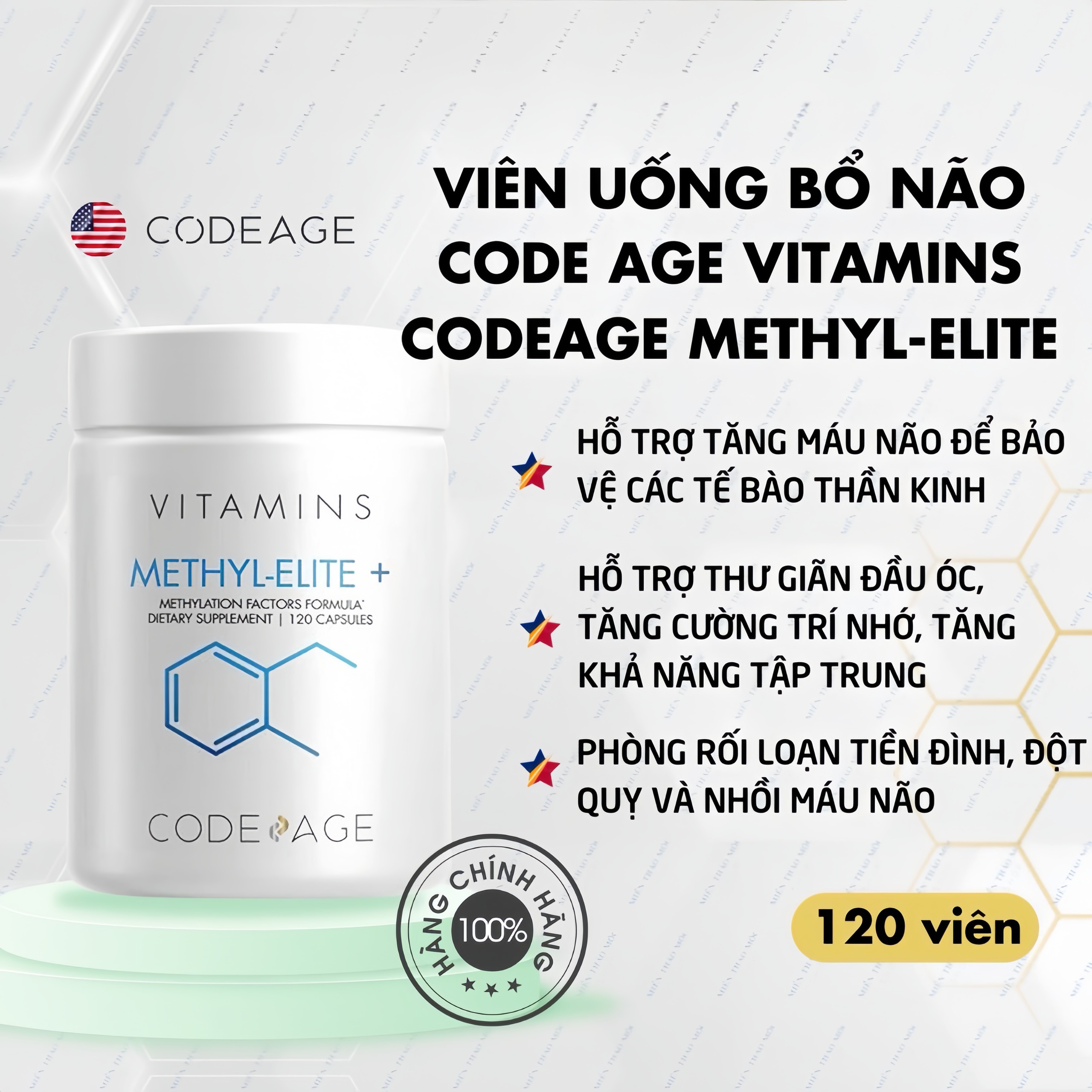 Viên uống bổ não Methyl-Elite+ Codeage