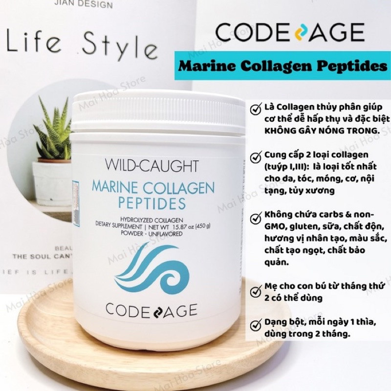 Bột collagen thủy phân cá nước lạnh Marine Collagen Peptides Codeage