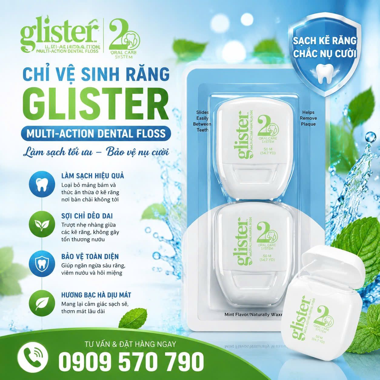 Chỉ vệ sinh răng Glister Multi-Action Dental Floss