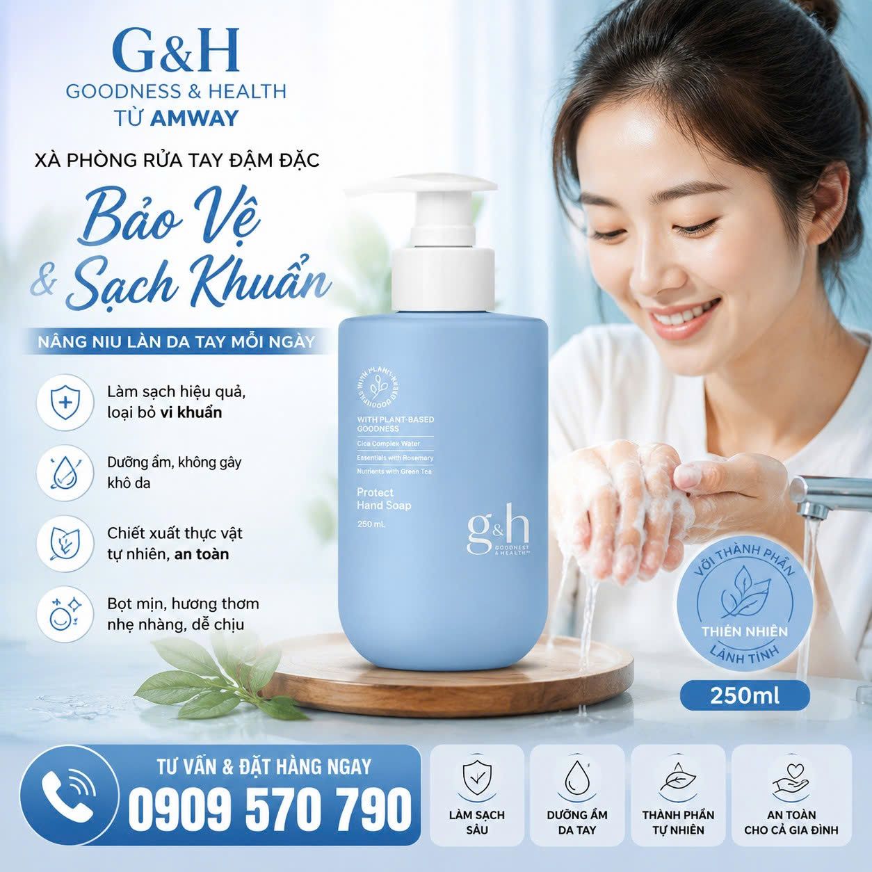 Xà phòng rửa tay đậm đặc G&H GOODNESS & HEALTH PROTECT HAND SOAP