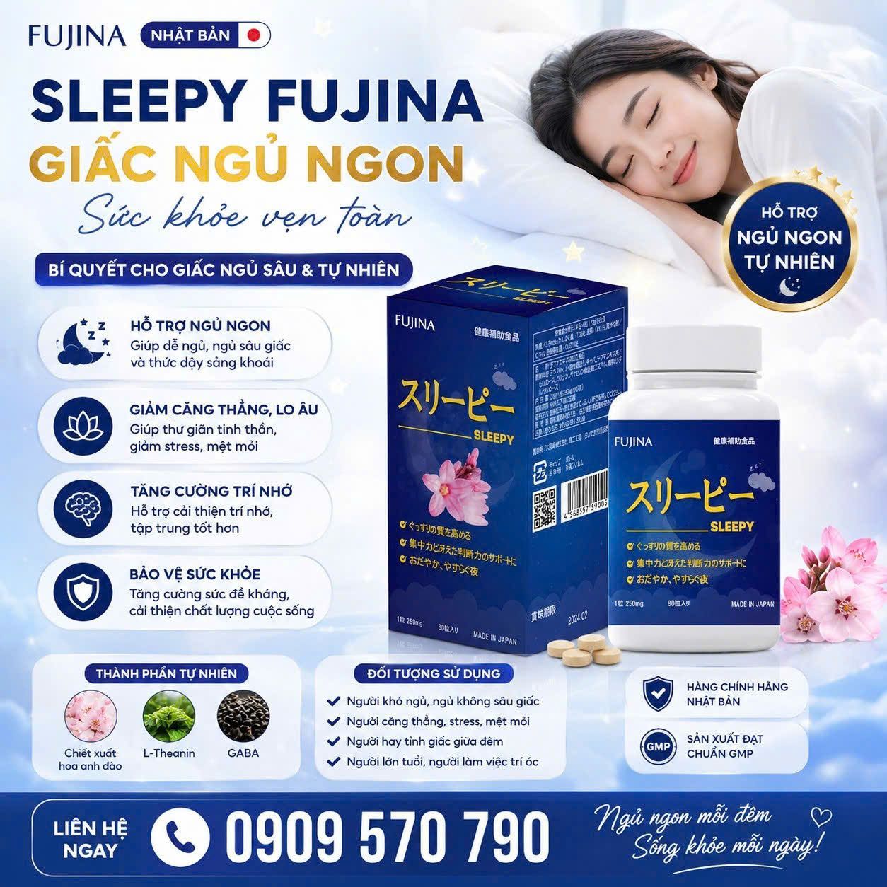 Viên uống hỗ trợ ngủ ngon Sleepy Fujina