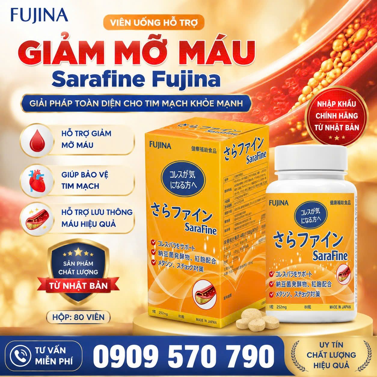 Viên uống hỗ trợ giảm mỡ máu Sarafine Fujina