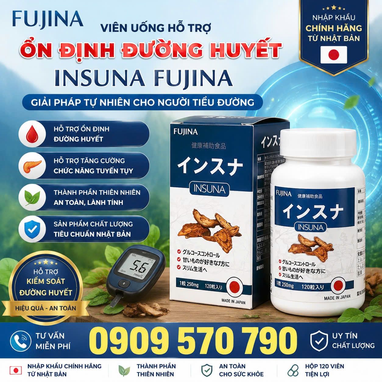 Viên uống hỗ trợ ổn định đường huyết Insuna Fujina